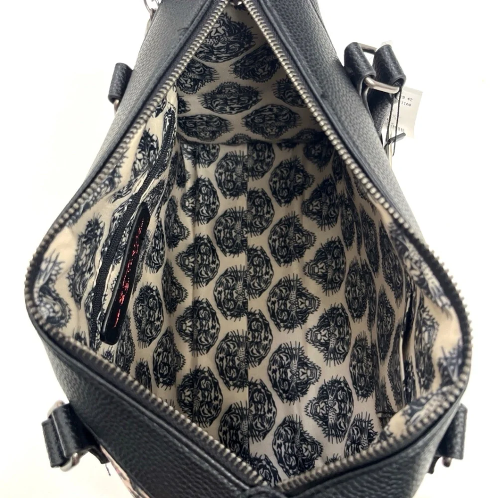 Ed Hardy Skull Leopard Tattoo Satchel Bag Roses Crossbody Handbag NWT